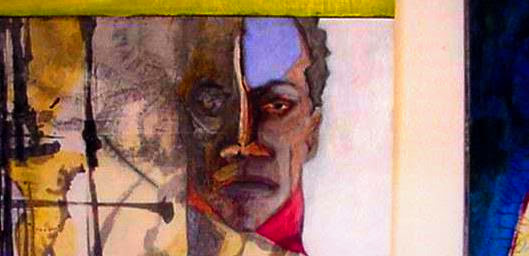 Portrait of Gabriel, acrylic, ink, mulberry paper on canvas, 2005. This image comes from a painting done by Ana Edwards. A similiar detail was included on one of the two interpretive markers installed at the Shockoe Bottom African Burial Ground in 2009. This piece imagines Gabriel after his capture deciding after all to give no information to Gov. Monroe, no testimony at trial, nothing to do with any logistics for their bold attempt to end slavery. Here Gabriel knows that though his role might be over, that he will die, that the next revolutionary was already in motion and might need the foundational work the men and women of the August 1800 put in place. In this way he would help their righteous struggle continue.